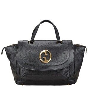 Gucci Double GG Boston Bag Black Leather